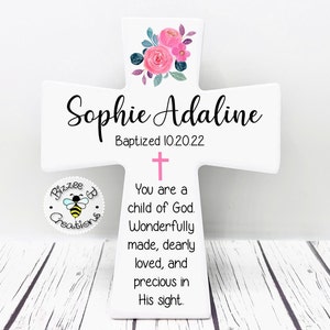 Personalized Cross, Ceramic Cross, Baptism Cross, Ceramic Name Cross, Baptism Gift Girl, Dedication Gift, Christening Gift, Gift for Baptism