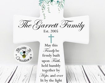 Family Name Cross, Decorative Family Ceramic Cross, Custom Family Name Wedding Gift, Couple Gift, Anniversary Gift, New Home Gift, Cross
