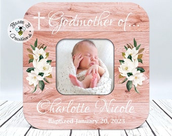 Gift for Godmother, Godparent Gift, Baby Girl Baptism, Christening, Dedication, Godparent Picture Frame, Goddaughter, New Baby Girl Baptism