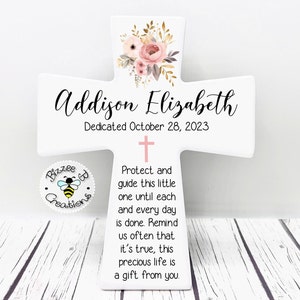 Dedication Cross gift, Unique dedication gift, Dedication gift girl, Baptism gift girl, Prayer cross for Godchild, Gift for Christening