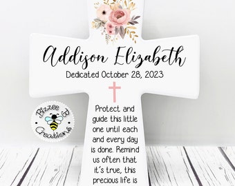 Dedication Cross gift, Unique dedication gift, Dedication gift girl, Baptism gift girl, Prayer cross for Godchild, Gift for Christening