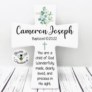 Personalized Ceramic Cross Gift, Baptism Gift for Boy, Godson Gift, Christening Gift, Gift From Godparents, Godson Dedication Gift, Boy Gift