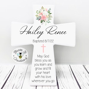 Personalized Cross, Baptism Gift Girl, Personalized Gift from Godparents Godmother Godfather, Goddaughter Gift, Baptism Keepsake, Dedication