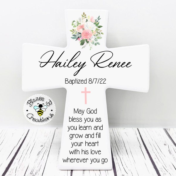 Personalized Cross, Baptism Gift Girl, Personalized Gift from Godparents Godmother Godfather, Goddaughter Gift, Baptism Keepsake, Dedication