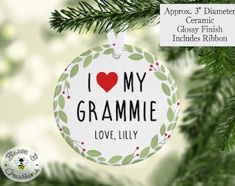 Christmas Gift for Grammie, Gift for Grandma, Personalized Ornament, Grandma Christmas Gifts, Christmas Gift, Christmas Ornament For Grandma