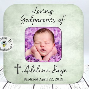 Godparent Picture Frame Gift, Godchild Baptism, Christening, Dedication, Godparents Present, Goddaughter, Godson, Godparent Gift image 1