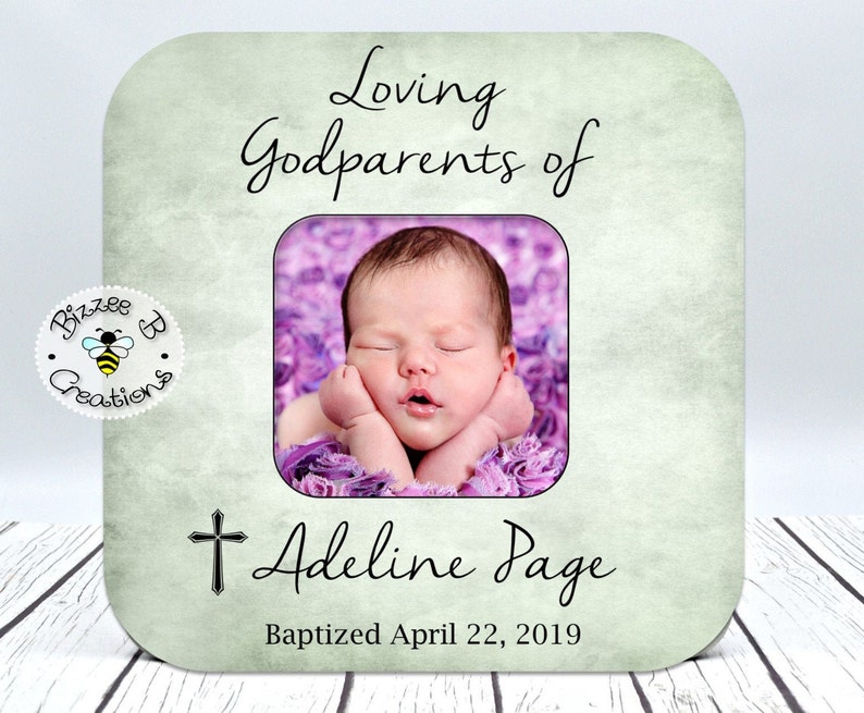 Godparent Picture Frame Gift, Godchild Baptism, Christening, Dedication, Godparents Present, Goddaughter, Godson, Godparent Gift image 1