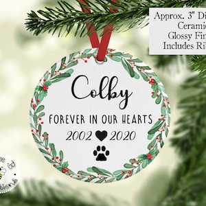 Dog Memorial Ornament, Pet Memorial Gift, Gift for Loss of Pet, Dog Memory Ornament, Dog Loss Ornament, Forever In Our Hearts Dog Ornament