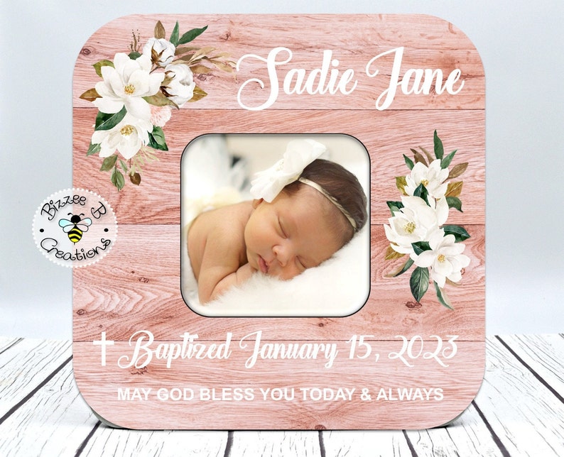 Baptism Gift for Goddaughter, Personalized Picture Frame for Girl, Baptized Godchild, Goddaughter Baptism, Godparent Gift for Godchild image 1