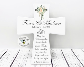 Cruz de matrimonio personalizada, cruz de cerámica, regalo de boda para pareja, cruz de matrimonio única, cruz de boda religiosa, regalo para parejas