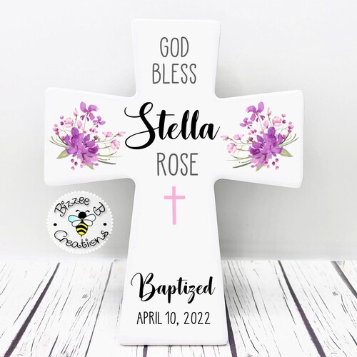 Christening Gift for Girl Personalized Cross Baptism Gift Etsy