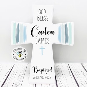 Godson Baptism Gift, Personalized Baptism Cross, Christening Gifts, First Communion Gift, Baptism Favors, Baptism Gift Boy, Baptism Cross