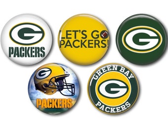 ONE Inch Buttons 1/" Pinback Pins Football Go Packs! 12 GREEN BAY PACKERS