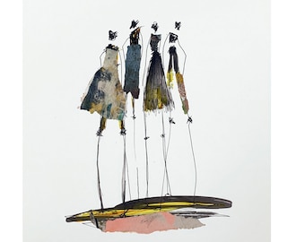 Fine Art Print Group of People | Art Print on Matte Cotton Paper | Minimalist Wall Art | Giclee Print A5 A4 A3 | Claudia König