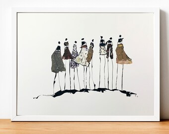 Fine Art Print Group of People | Art Print on Matte Cotton Paper | Minimalist Graphic | Giclée Print A5 A4 A3 | Claudia König