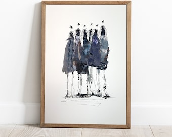 Fine Art Print Group of People | Art Print on Matte Cotton Paper | Minimalist Graphic | Giclée Print A5 A4 A3 | Claudia König