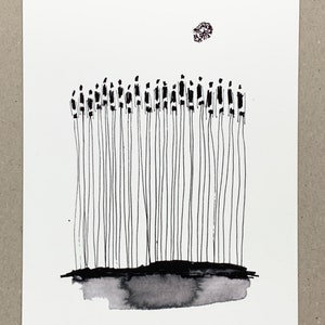 Fine Art Print Set A5 | Art Print Group of People | Black and White Graphic | Giclée Print on Artist Paper | Atelier Claudia König Motiv 3
