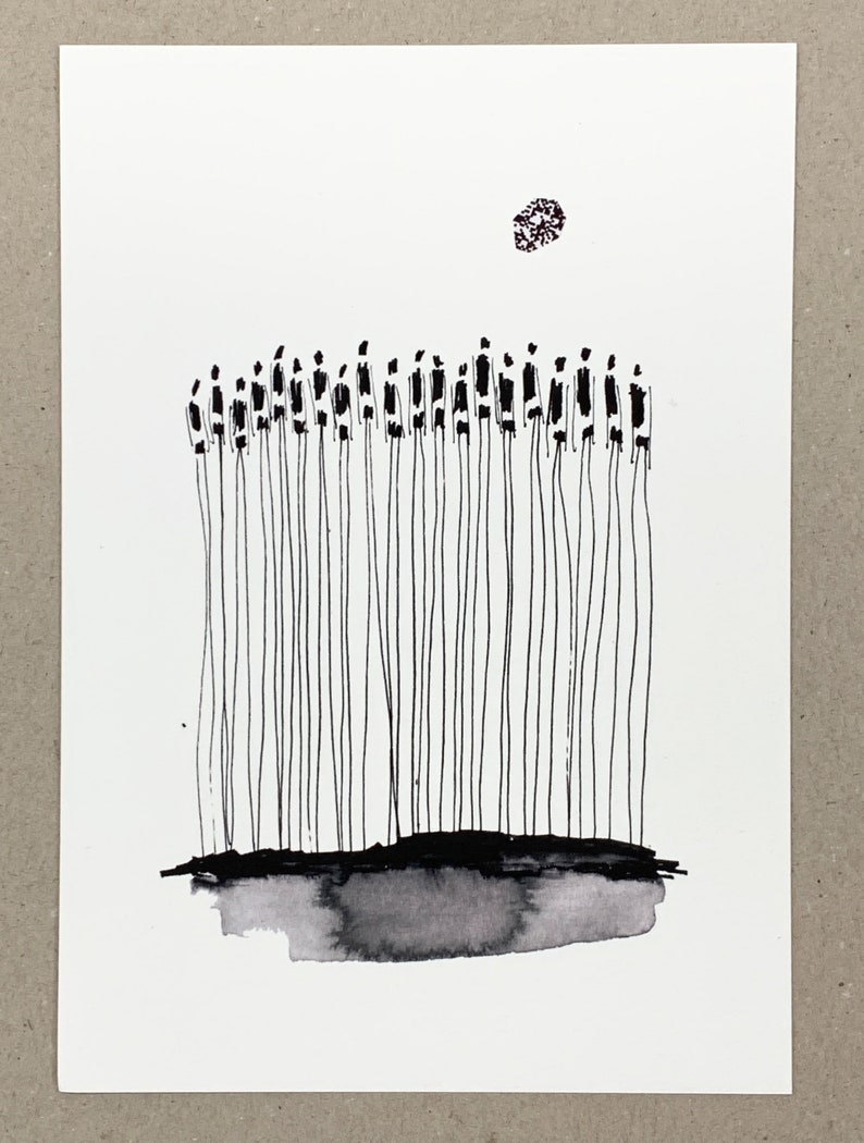 Fine Art Print Set A5 | Art Print Group of People | Black and White Graphic | Giclée Print on Artist Paper | Atelier Claudia König Motiv 3