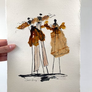Espressivo disegno a inchiostro nero su carta fatta a mano, Din A4 - 29,7/21 cm (11,7/8,3 pollici) gommalacca, arte moderna, unico, astratto