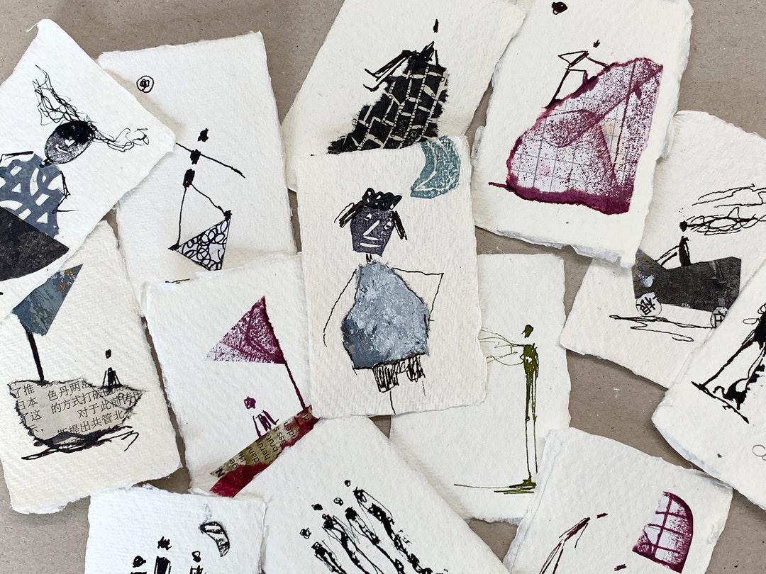 Mini Original Drawing Set of 3 - Surprise, Original Mini Drawing, DIN A8/2.9 X 2 Inch, Black ...