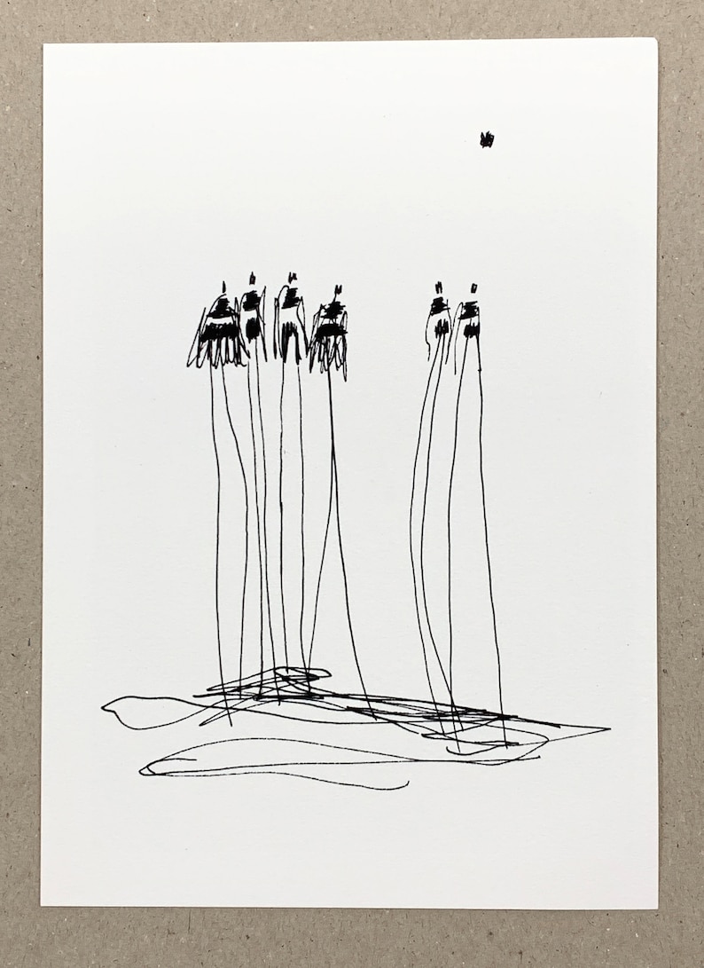 Fine Art Print Set A5 | Art Print Group of People | Black and White Graphic | Giclée Print on Artist Paper | Atelier Claudia König Motiv 1