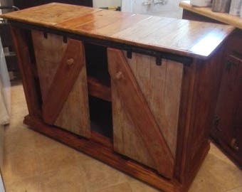 Handmade Kitchen Island, Restaurant counter, Vanity, Side Bar Buffet, TV Stand, barn type sliding doors, 50x20x35 , CUSTOM ORDERING