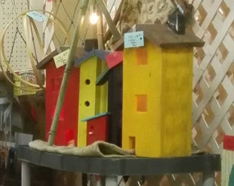 Handmade Primitive wooden Saltbox House, some with a light and glass windows, 25x13x13, CUSTOM ORDERING