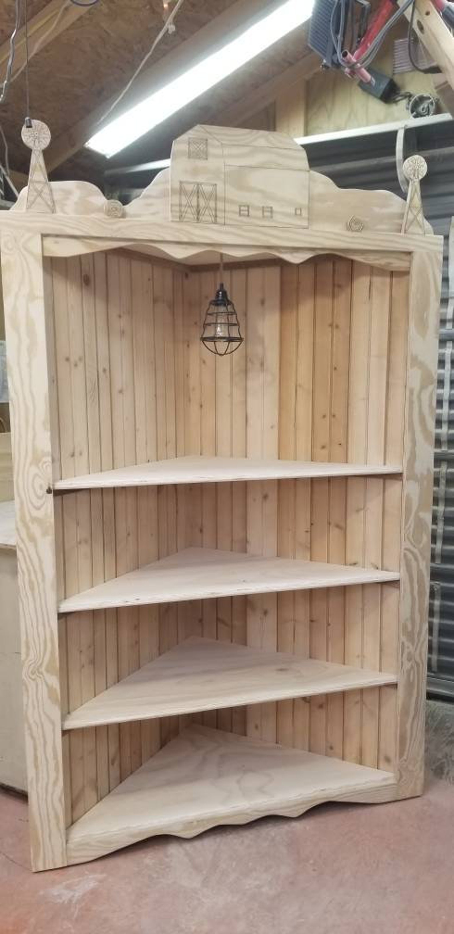 Handmade Custom Corner Bookcase Curio Display Stand Hutch Case