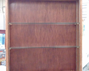 Handmade White Oak Stained in Red Oak Wall Storage Unit Display Cabinet, metal Rails-pegs, Glass Shelves, 27x28x5,