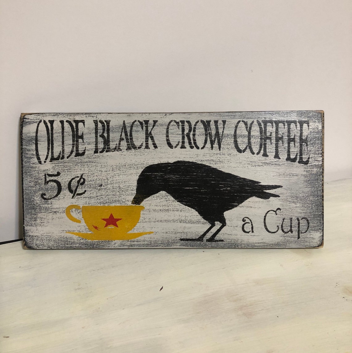 Old Black Crow Coffee Sign Etsy