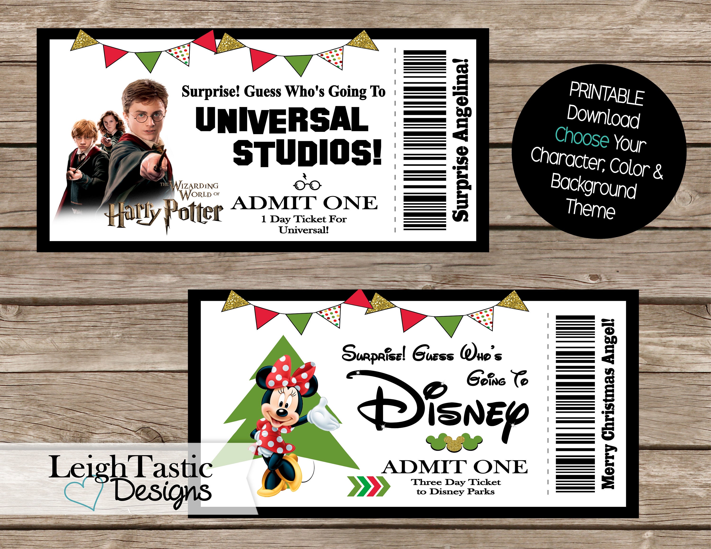 1 custom designed print at home ticket surprise ticket trip etsy