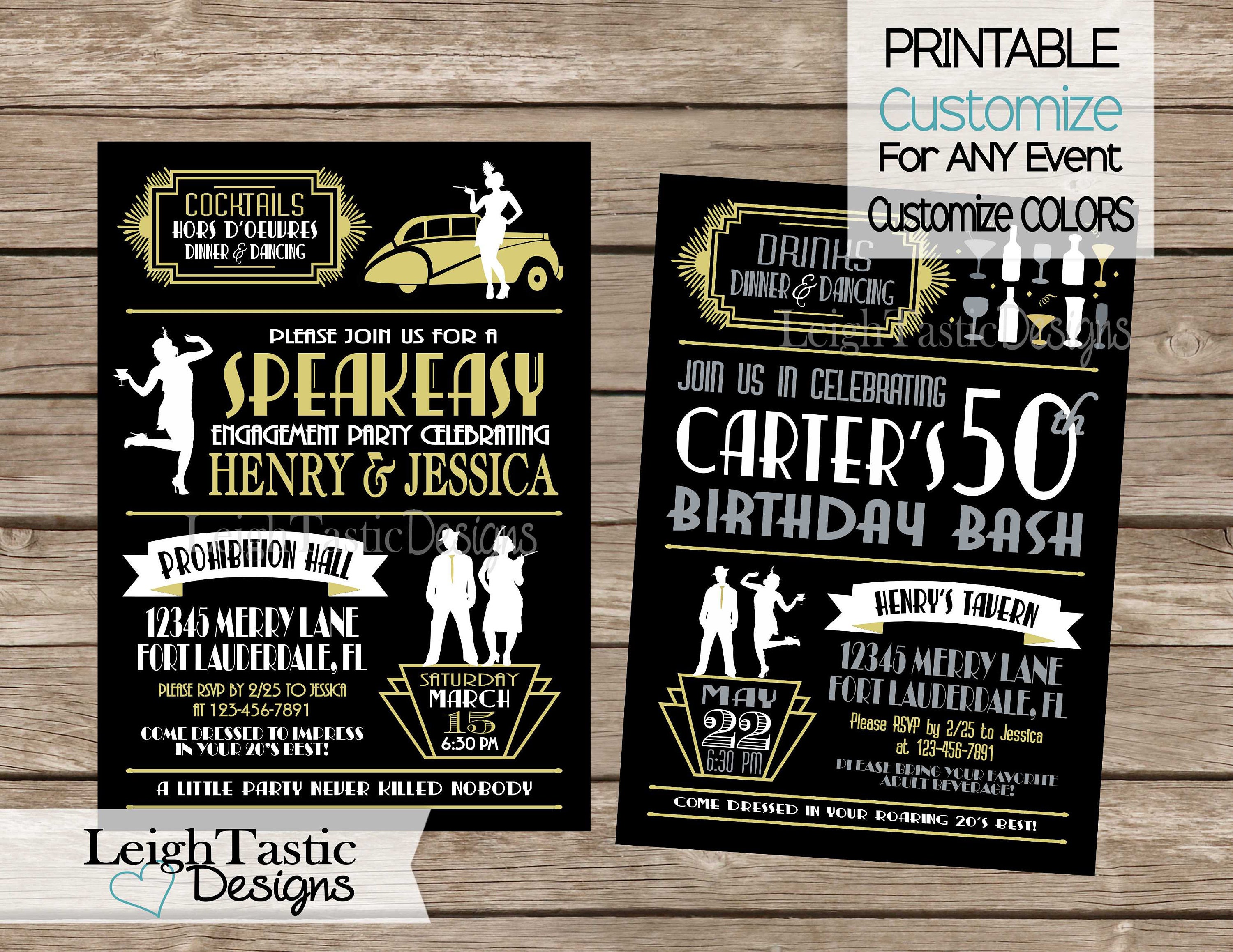 Printable Customize For ANY Event ROARING 20'S | Etsy