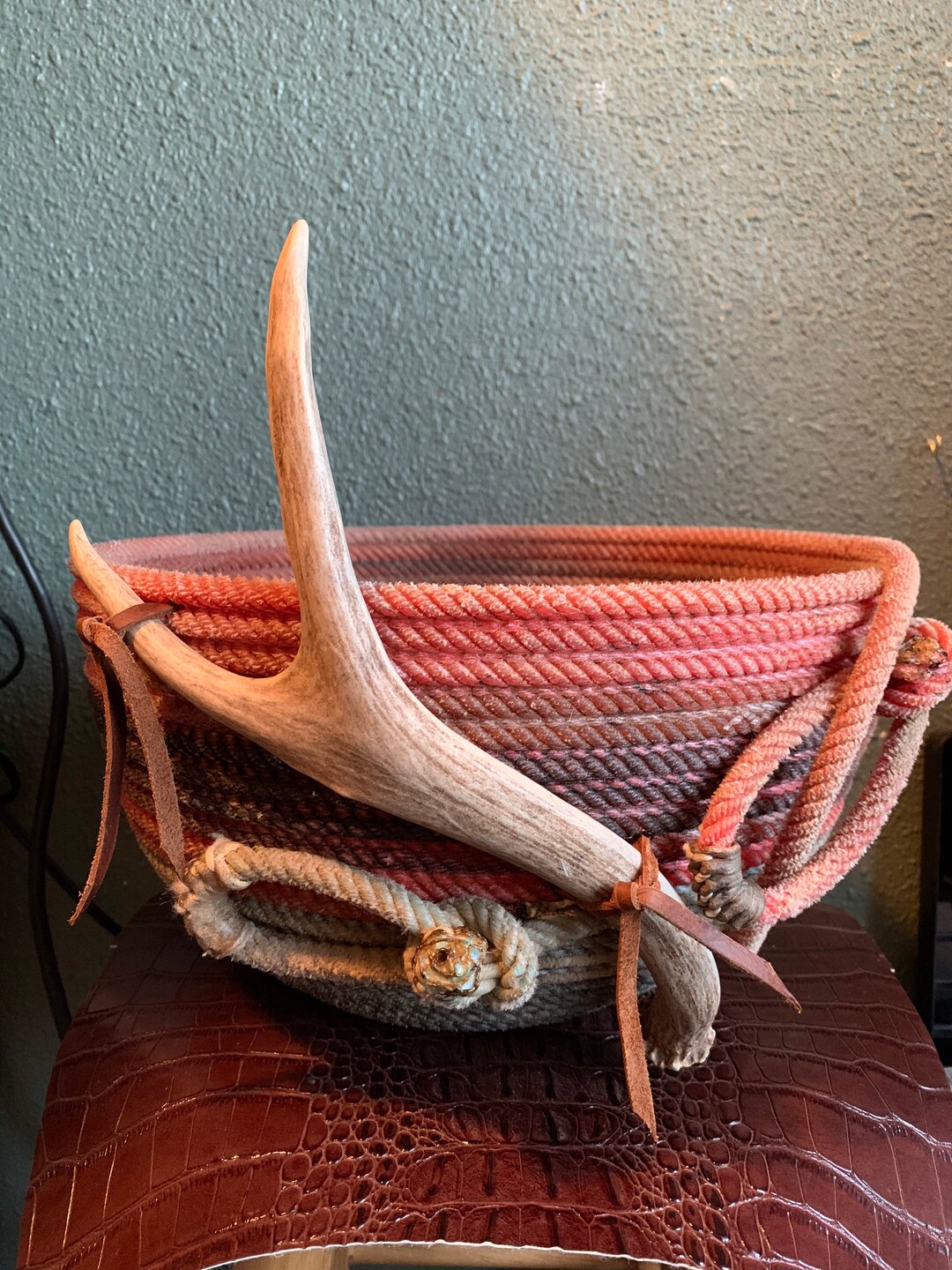 Ranch Rope Basket, Bowl and Platter W/antlers - Etsy
