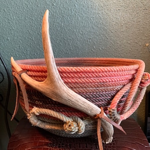 Ranch Rope Basket, Bowl and Platter w/Antlers