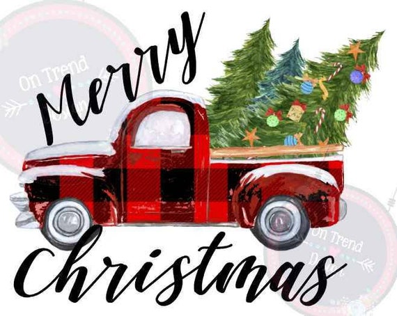 Merry Christmas Farm Truck Sublimation Print Etsy