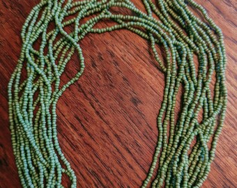 Apple Lime Green  colored Seed bead Wood buckled Necklace