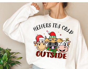 Cow Christmas Sweatshirt, Cow Sweatshirts, Cow Christmas, Holstein Cow Sweatshirt, Mooey Christmas, Its Cold Sweatshirt,Ugly Holiday Sweater