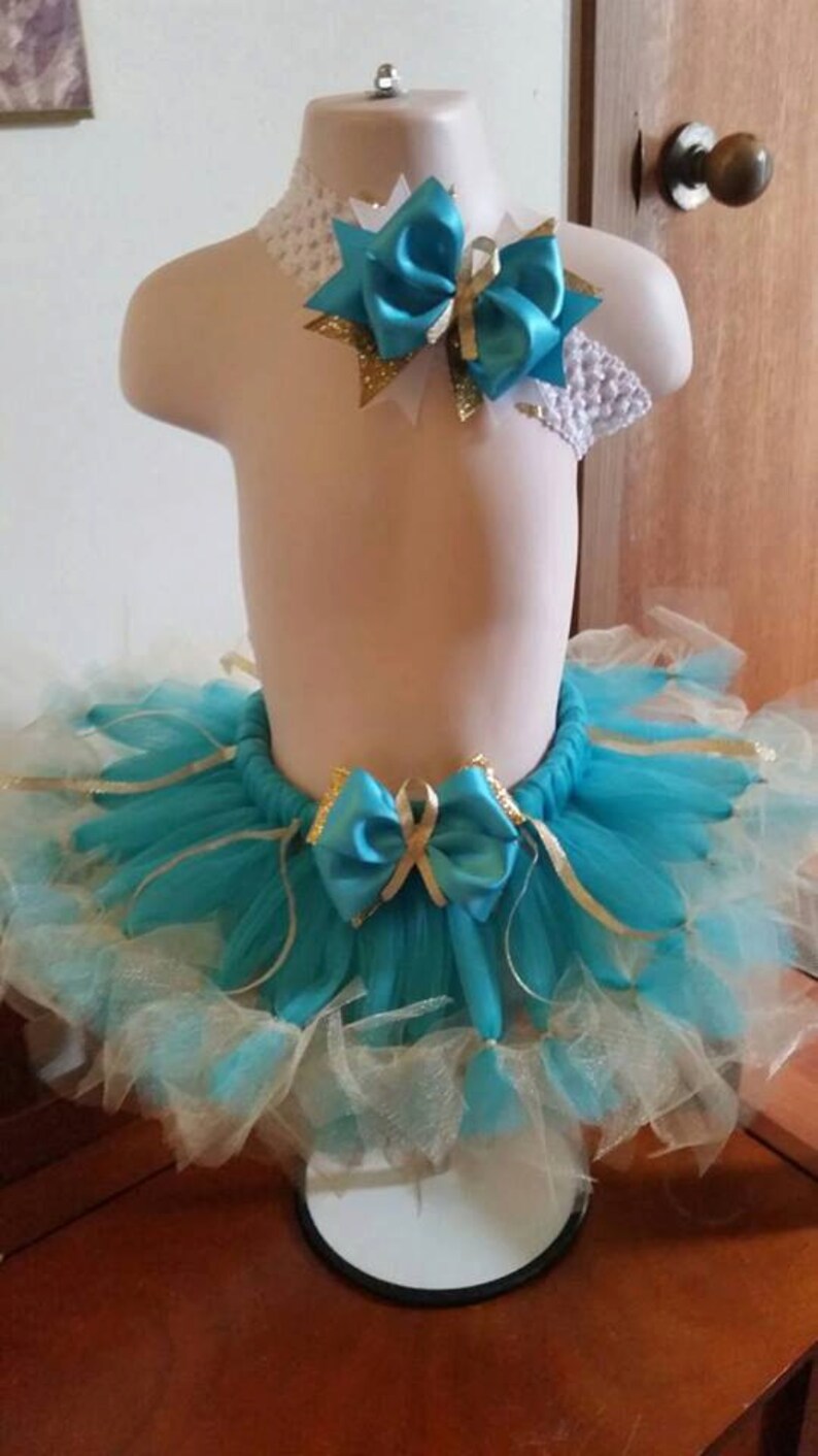 Teal and Gold Childhood Cancer Awareness Tutu and Headband set