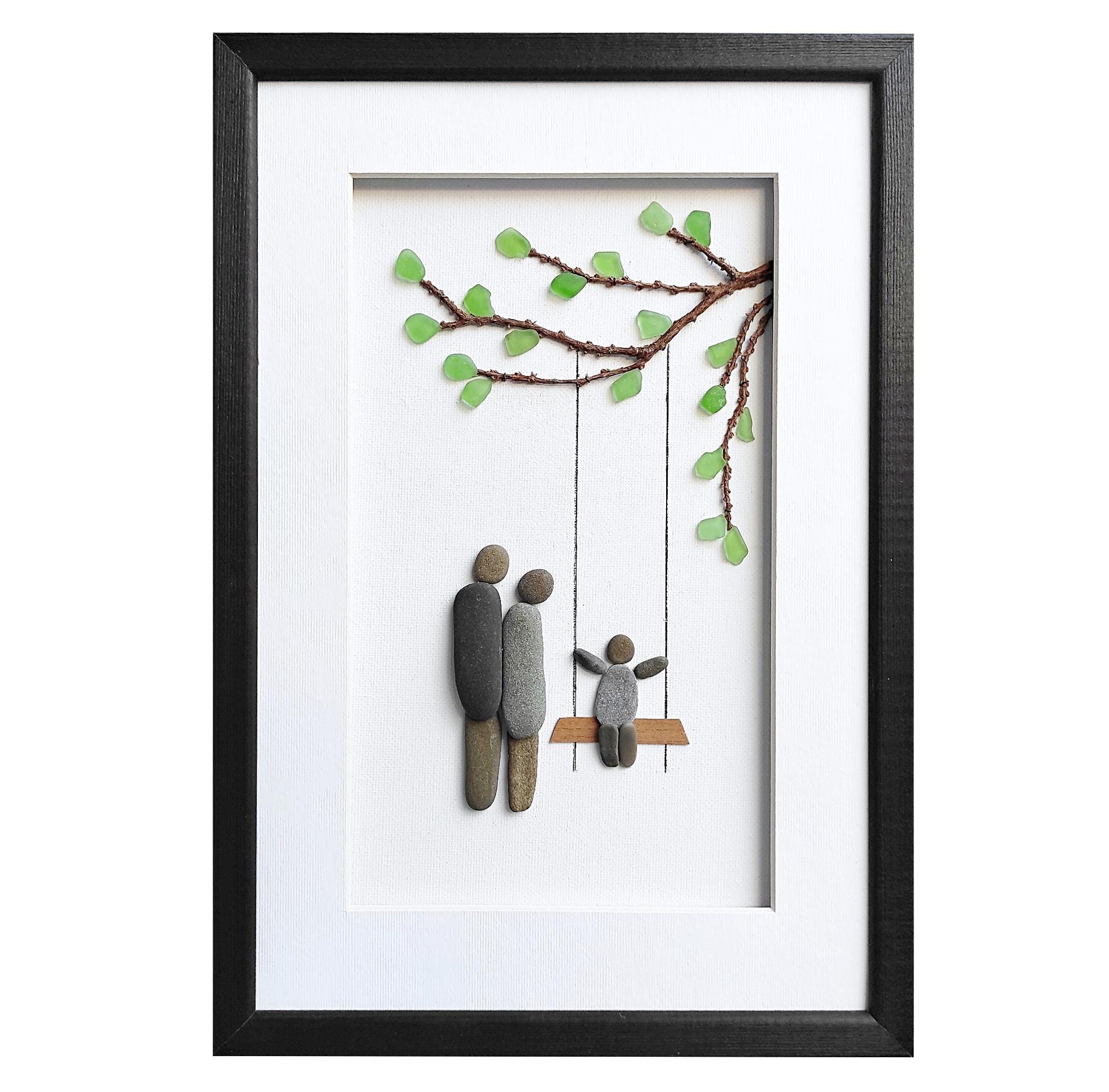 2025-25 秋冬新作  ハイブランドの Pebble on Child and Parents Art, Glass Sea 3, of Family Art 絵画