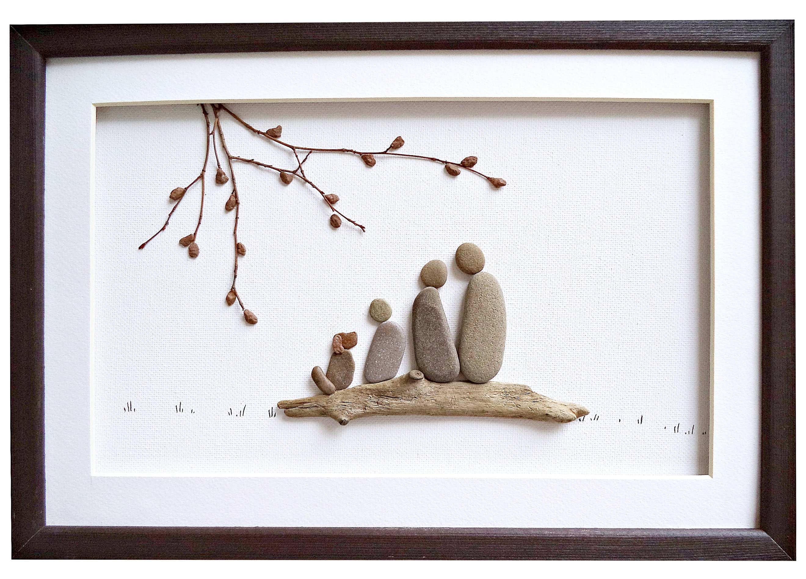 Framed Stone/Driftwood Art Home & Living Rocks & Geodes