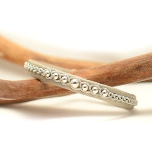Swedish Sami Reindeer Leather Bracelet, Pewter & Silver Thread, Artisan Jewelry
