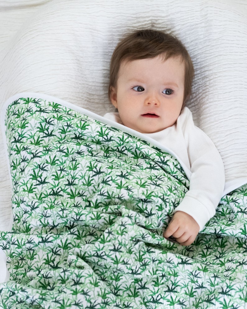 Botanical Forest Green Baby Blanket Rainforest Palm Trees Etsy