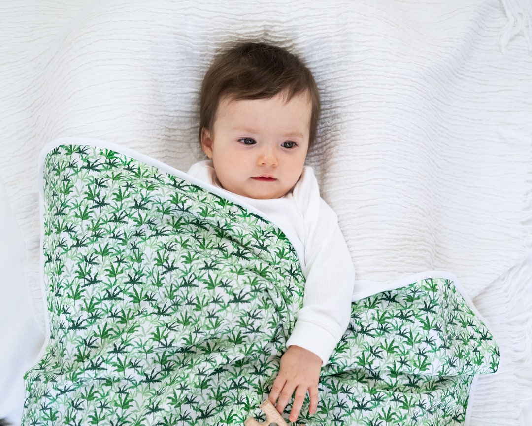 Botanical Forest Green Baby Blanket Rainforest Palm Trees Etsy UK