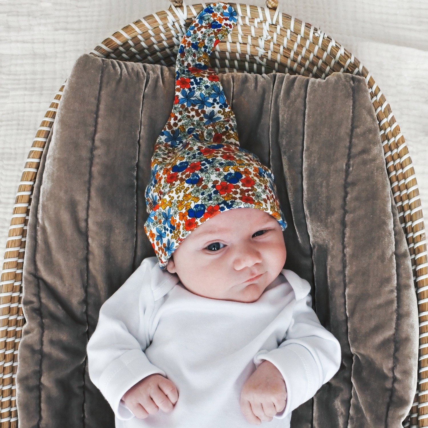 Floral Knotted Baby Hat Boho Baby Hat 