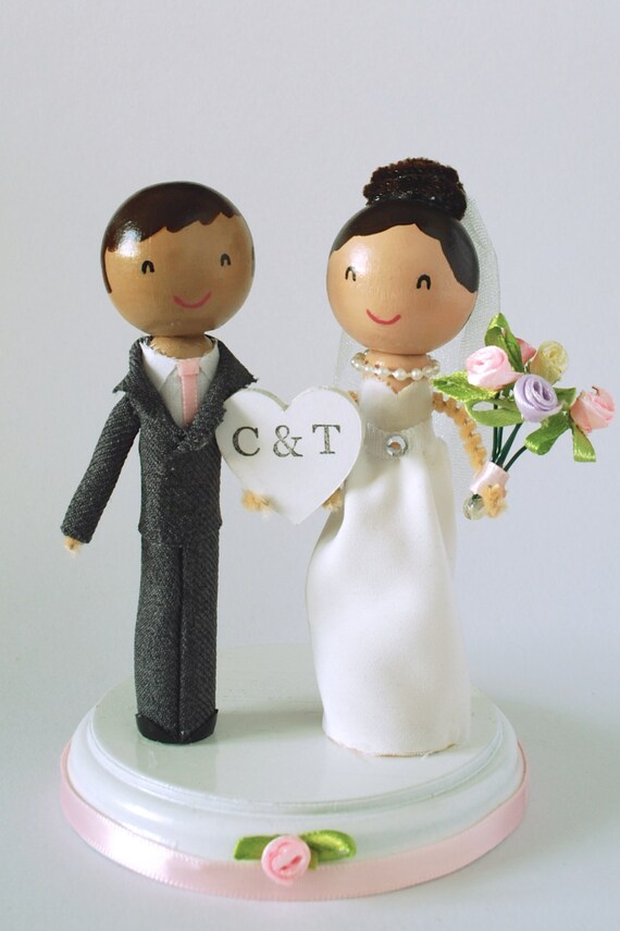 bride and groom peg dolls