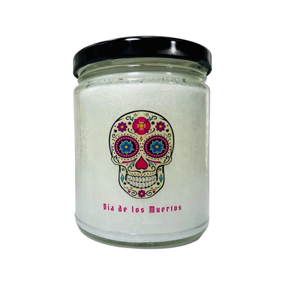Sugar Skull Candle Day of the Dead Candle Dia De Los Muertos Etsy