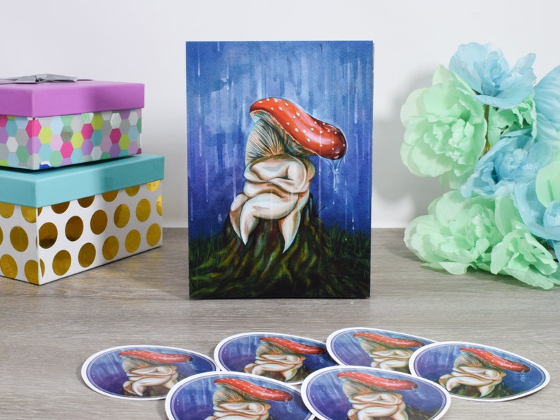 I Got You, Fine Art Print, Watercolor Illustration, Fat Liberation, Mushrooms, Mycology image 3