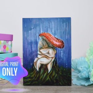 I Got You, 8&quot; x 10&quot; 300dpi Digital Print [Instant Download] Watercolor Illustration, Fat Liberation, Mushrooms, Mycology