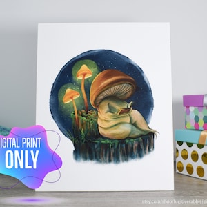 Fungis Read, 8&quot; x 10&quot; 300dpi Digital Print [Instant Download] Watercolor Illustration, Fat Liberation, Mushrooms, Mycology