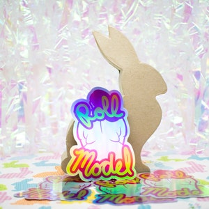 Roll Model 4-inch Holographic Sticker, Body Positivity & Fat Liberation image 4